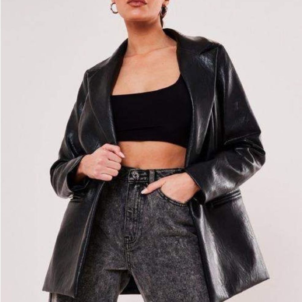 Missguided faux leather blazer